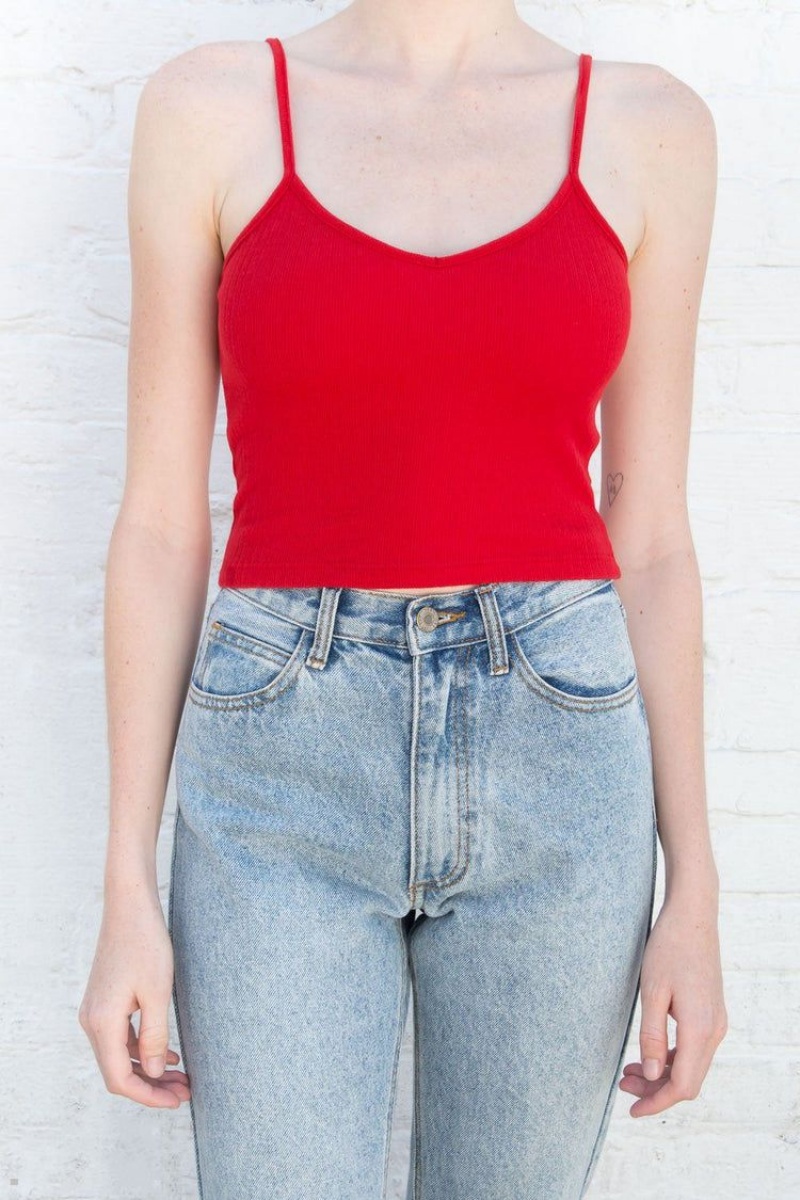 Debardeur Brandy Melville Lorene Cropped Rouge | XYK-32859180